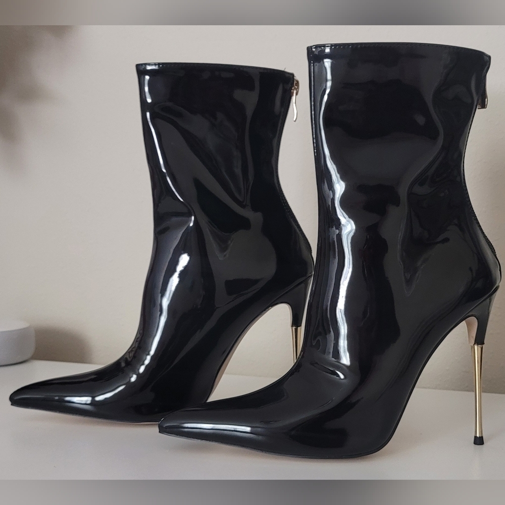 Black Stiletto heel Ankle Boots for women,Thin heels height 4.72" Brand New! - Picture 2 of 7